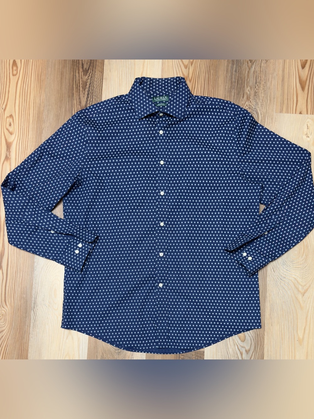 Lauren Ralph Lauren Regular Fit Stretch Geometric Dress Shirt L 16.5
